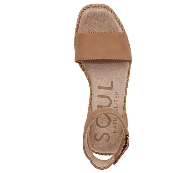 SOUL Naturalizer 8 GLORIA Cookie Dough Brown Wedge Strap Espadrille Sandals - Picture 5 of 9